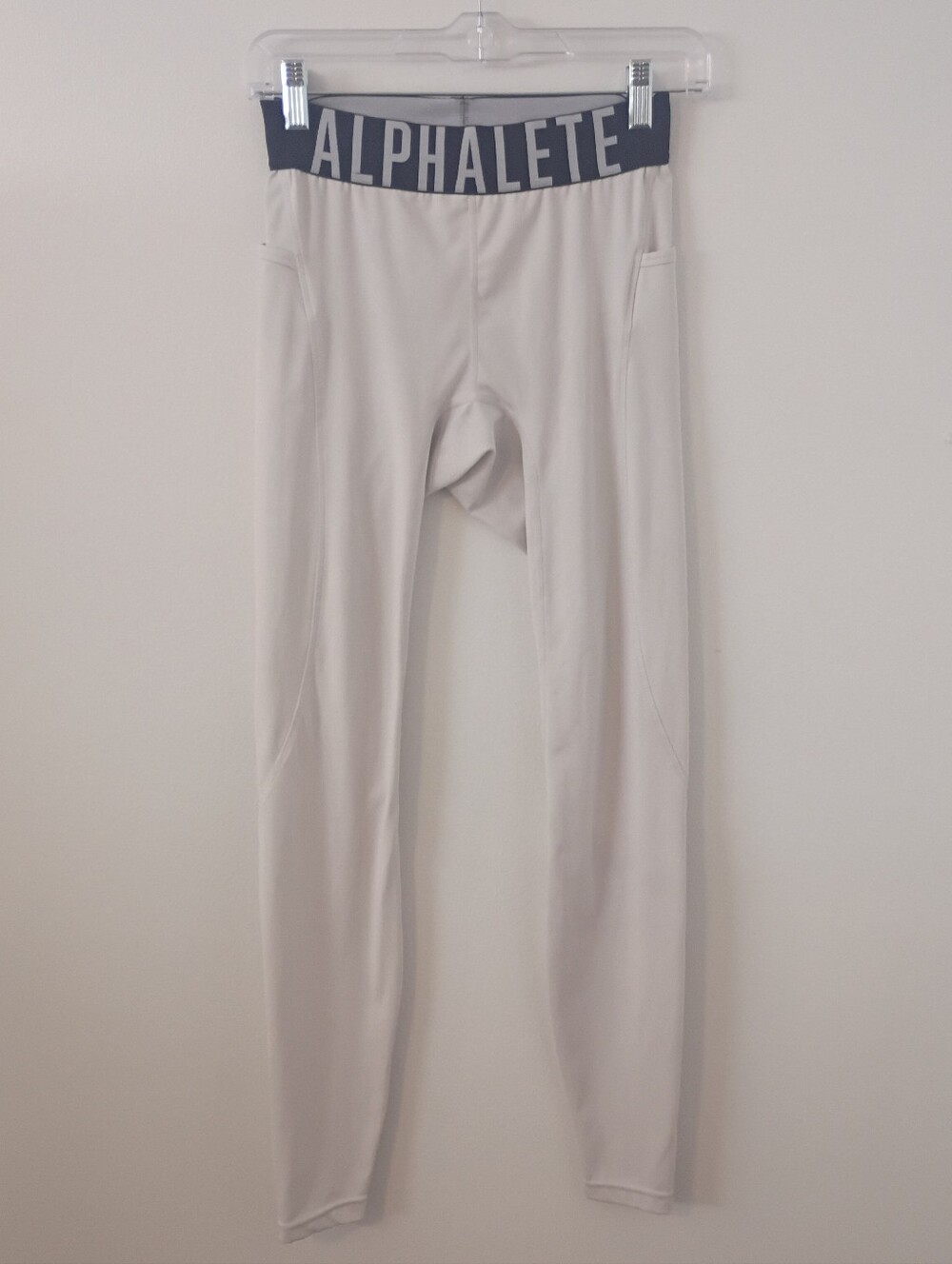 Alphalete Light Gray Logo Waistband Pocket Leggings